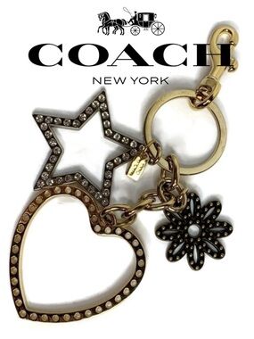 Coach Y2K Rare HTF Dangle Heart Swivel key Chain Fob Keychain